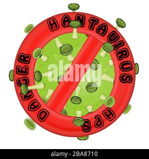 Illustration vectorielle.symbole d'arrêt rouge vif avec inscription HPS hantavirus danger symbole de fermeture hantavirus isolé sur fond blanc.Arrêt concept Illustration de Vecteur