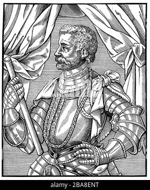 Jan Johann Zamoyski, 19 mars 1542 - 3 juin 1605, était un aristocrate polonais, un magnat, un fonctionnaire, un homme d'État et un grand herdsman dans la partie polonaise de la première République de Pologne-Lituanie, ainsi qu'un recteur temporaire de l'Université de Padoue / Jan Johann Zamoyski, 19. März 1542 - 3. Juni 1605, war ein polnischer Aristokrat, Magnat, Beamter im Staatsdienst, Staatsmann und Großhetman im polnischen Teil der I. Republik Polen-Litauen, außerdem zeitweise Rektor Universität von Padua, Historisch, amélioration de la reproduction numérique d'un original du 19ème siècle / Redukale Banque D'Images
