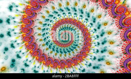 Spirale psychédélique multicolore, arrière-plan abstrait généré par ordinateur, rendu Banque D'Images
