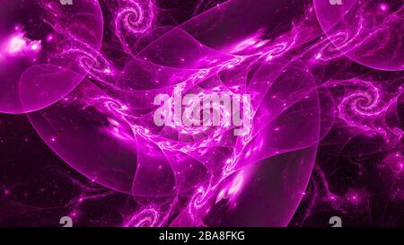 Quantum en spirale brillant violet, arrière-plan abstrait généré par ordinateur, rendu tridimensionnel Banque D'Images