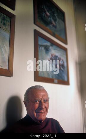 Comte Giovanni (Johnny) Lurani photographié à sa villa de Calvenzano Italie 1992 Banque D'Images