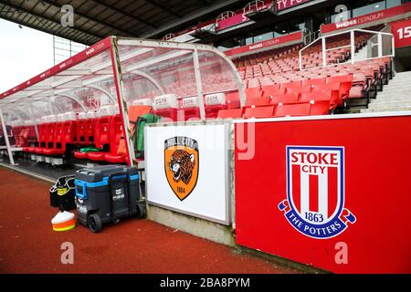 Le stade de Stoke City est prêt pour Hull City avant le match du championnat Sky Bet au stade bet365 Banque D'Images