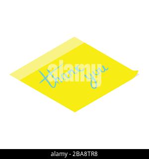 Merci de votre inscription manuscrite sur un pense-bête jaune. Lettrage tiré à la main. Merci calligraphie. Illustration de Vecteur