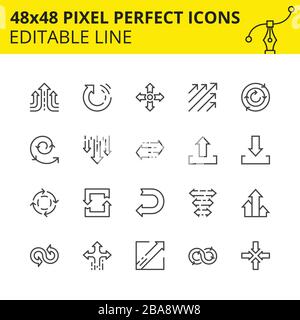 Icônes Simple Set : flèches pour les graphiques d'informations, les sites Web et les applications mobiles. Inclut spirale, mise à jour, arrière, routes croisées, etc. Pixel Perfect 48 x 48 Illustration de Vecteur