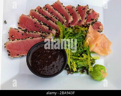 Plaque de thon poêlé Banque D'Images