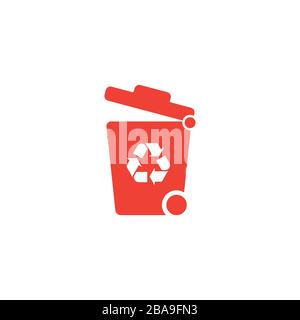 Icône Rouge De La Corbeille Sur Fond Blanc. Illustration Vectorielle De Style Plat Rouge. Illustration de Vecteur