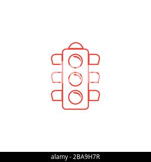 L'icône de la ligne du signal de feux de circulation sur fond noir. Style plat noir illustration vectorielle. Illustration de Vecteur