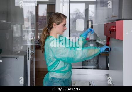 Les chercheurs du laboratoire médical traitent des échantillons humains Banque D'Images