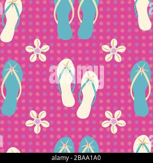 Arrière-plan à motif vectoriel transparent pour chaussures à bascule. Sandales élégantes, étoiles de mer, coquille de cowrie géométrique toile de fond texturée. Imprimé tropical Illustration de Vecteur
