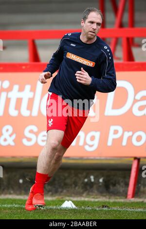 Keith Lowe, de Kidderminster Harriers, lors du match de la Ligue nationale du Nord - Groupe A - au stade Aggborough Banque D'Images