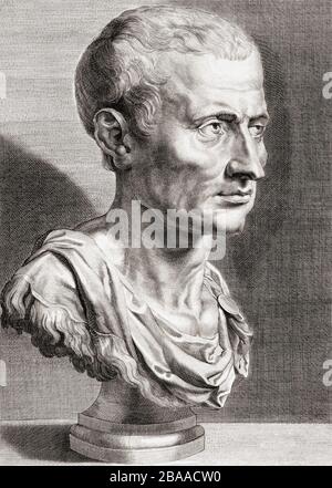 Gaius Julius César, 100 av. J.-C. - 44 av. J.-C. Le dernier dictateur de Rome. Cette gravure par un artiste anonyme après une œuvre de Peter Paul Rubens est parfois identifiée comme étant Cicero. Le British Museum identifie le sujet comme Julius César. Banque D'Images