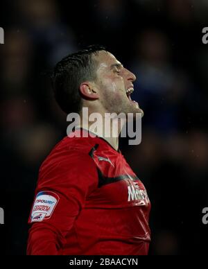 Craig Conway de Cardiff City célèbre son seul but du jeu Banque D'Images