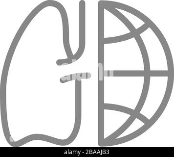 Poumons avec icône de ligne de planète. Journée chronique de la maladie pulmonaire obstructive, symbole de la Journée mondiale du poumon Illustration de Vecteur