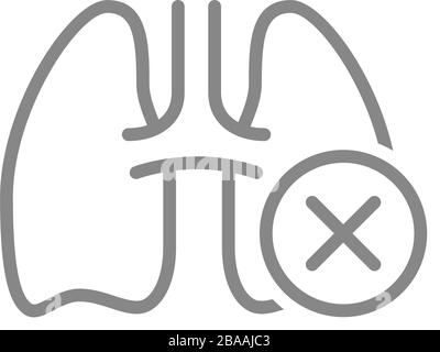 Poumons avec icône de ligne de coche croisée. Maladies organe interne, symbole de maladie pulmonaire Illustration de Vecteur