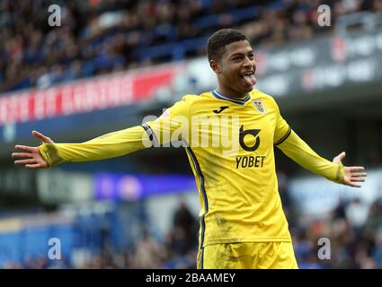 La brasserie Rhian Brewster de Swansea City célèbre après avoir marqué son premier but de côtés lors du match du championnat Sky Bet à Ewood Park Banque D'Images