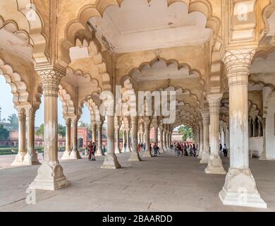 Le Diwan-i-am (salle d'audience publique) dans le fort d'Agra, Agra, Uttar Pradesh, Inde Banque D'Images
