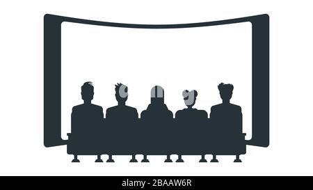 Silhouettes de personnes au cinéma. Illustration vectorielle plate. Illustration de Vecteur