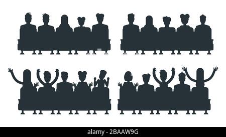 Silhouettes de personnes au cinéma. Illustration vectorielle plate. Illustration de Vecteur