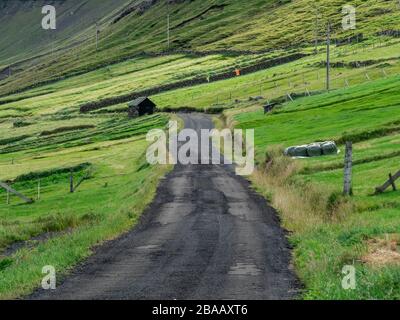 Îles Féroé, Borðoy, la route de l'abandon du village de Muli. Banque D'Images