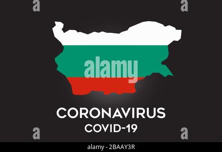 Coronavirus en Bulgarie et drapeau de pays à l'intérieur de la frontière de pays carte Vector Design. Covid-19 avec la Bulgarie carte avec drapeau national Vector Illustration. Illustration de Vecteur