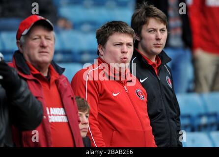 Charlton Athletic fans dans les peuplements Banque D'Images
