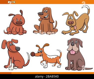 Dessin animé Illustration de drôle chiens et chiots mignon animal personnages ensemble Illustration de Vecteur