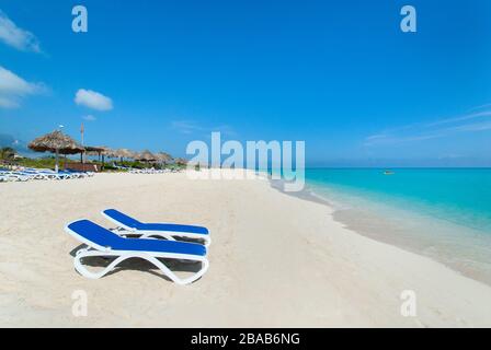 Plage en face de l'hôtel, Cayo Santa Maria, Cuba Banque D'Images