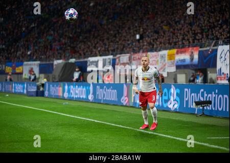 Leipzig, Allemagne - 20 mars 2020: Angelino pendant le match Leipzig vs Tottenham à Leipzig Arena avant Banque D'Images