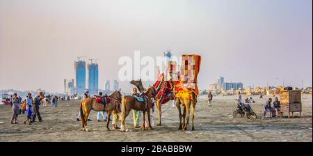 Vue sur la mer Clifton Beach Karachi, Pakistan Banque D'Images