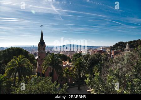 Parc Guell, Antoni Gaudi, Barcelone Espagne Banque D'Images