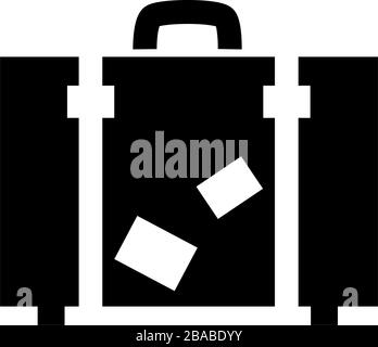 Icône de glyphe de valise. Symbole de déplacement isolé sur fond blanc. Panneau fixe simple bagages. Silhouette de sac de tourisme. Objet trajet noir. Illustration de Vecteur