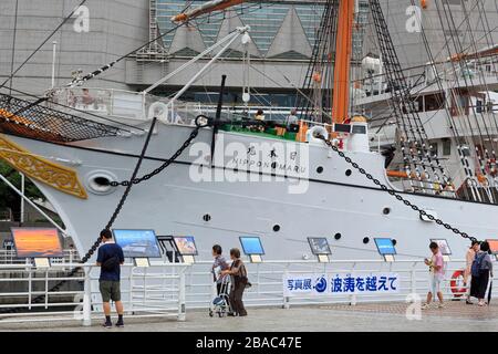 Nippon Maru, navire à voile à Yokohama, l'île de Honshu, Japon, Asie Banque D'Images