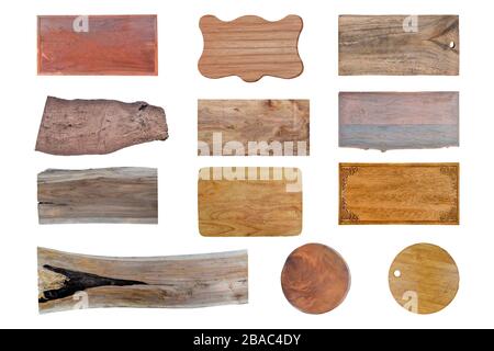 Collection de divers bois vides sur fond blanc. Objet avec chemin d'écrêtage. Banque D'Images