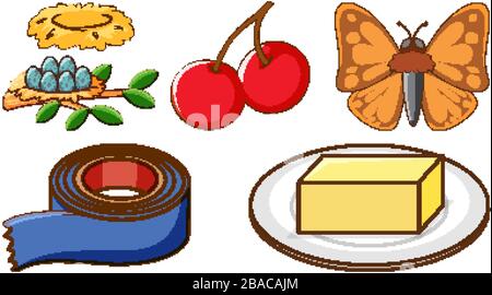 Grand ensemble d'animaux et d'autres objets sur fond blanc illustration Illustration de Vecteur