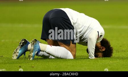 Mohamed Salah de Liverpool célèbre son premier but du jeu Banque D'Images