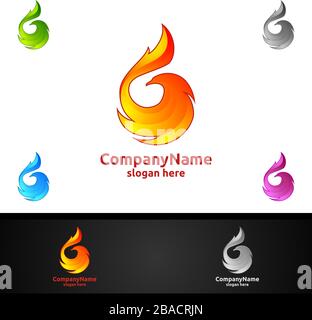 Logo Eagle avec conception vectorielle Fire and Flame concept Illustration de Vecteur