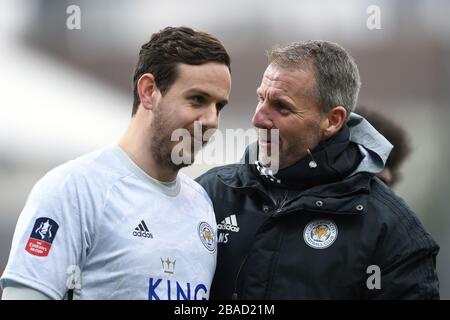 Danny Wards, gardien de but de Leicester City, et Mike Stowel, entraîneur après le coup de sifflet final Banque D'Images