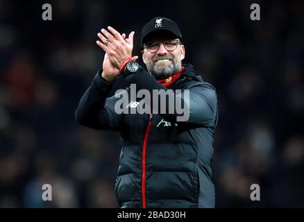 Le responsable de Liverpool, Jurgen Klopp, célèbre après le coup de sifflet final Banque D'Images