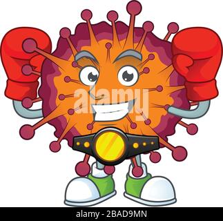 Une boxe sportive de style mascotte syndrome de la VID19 Illustration de Vecteur