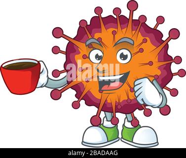 Style de conception de la mascotte du syndrome de la VID19 montrant un geste OK Illustration de Vecteur