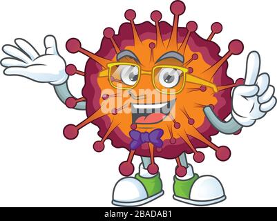 Syndrome Super Funny de la COVID19 dans le style de conception de mascotte nerd Illustration de Vecteur