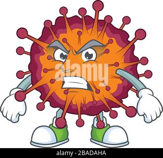 Charmante mascotte syndrome de COVID19 design style waving main Illustration de Vecteur