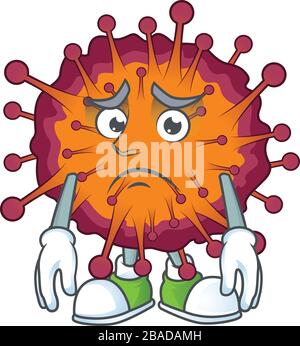 Style mascotte syndrome de COVID19 avec visage inquiet Illustration de Vecteur