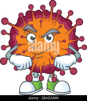 Une icône de la conception de mascotte du syndrome de la VID19 avec un geste confiant Illustration de Vecteur