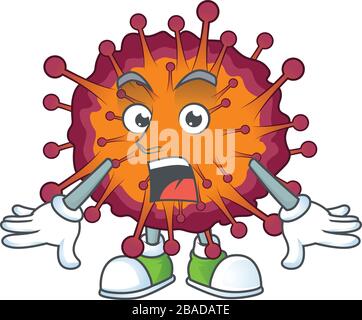 Une conception mascotte du syndrome de la VID19 faisant un geste surpris Illustration de Vecteur