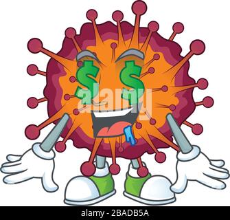 Syndrome riche de la VID19 avec concept de personnage de mascotte d'oeil d'argent Illustration de Vecteur