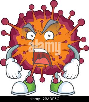 Concept de conception de mascotte du syndrome de la VID19 montrant le visage en colère Illustration de Vecteur