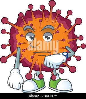 Une icône de dessin animé du syndrome de la VID19 avec un geste d'attente Illustration de Vecteur
