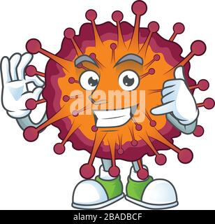Appelez-moi le geste drôle COVID19 syndrome mascotte dessin animé Illustration de Vecteur