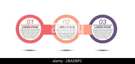 Infographie en couleur pour 3 étapes, étape ou niveau pour illustrer un plan d'affaires, un reporting, un concept de développement. Conception simple, illustration vectorielle de stock. Illustration de Vecteur